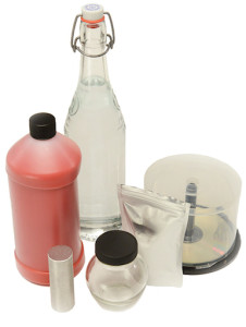 array of bottled and uneven surfaces