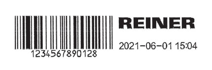 Print Sample with Barcode, date and time, and logo.