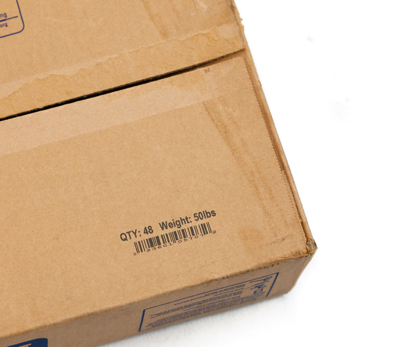shipping box with quantity number and weight