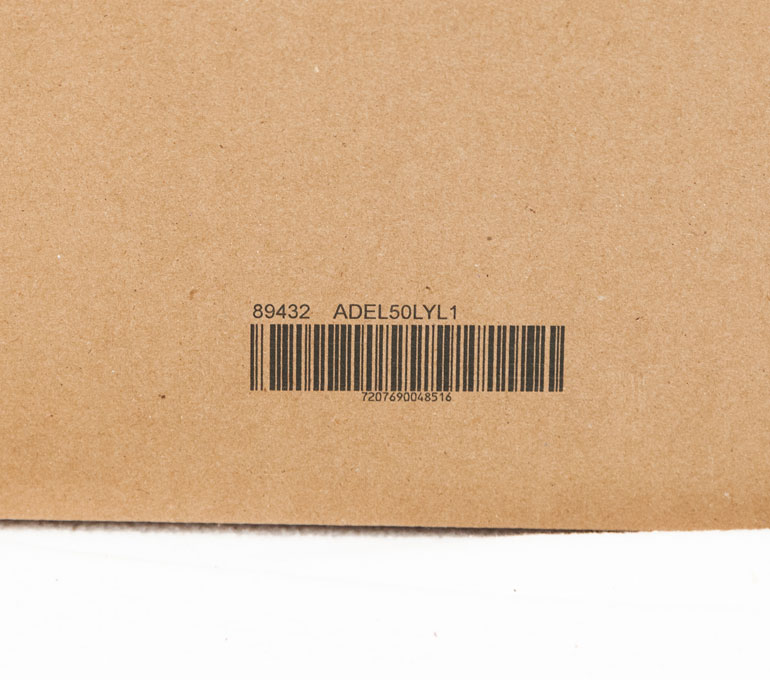Cardboard with barcode and serial number