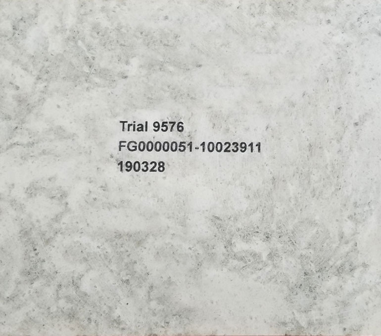Marble with Trial number and serial number