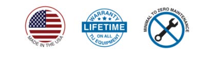 made in usa, lifetime warranty on all tij equipment, minimal to zero maintenance
