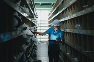 worker looking for parts