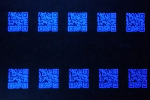QR codes printed in blue UV visible ink